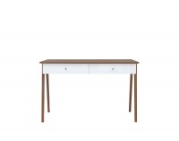 Písací stôl Heda BIU2S - biela / smrekovec sibiu zlatý / biely lesk