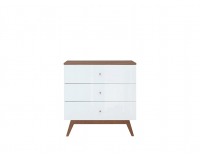 Komoda Heda KOM3S - biela / smrekovec sibiu zlatý / biely lesk