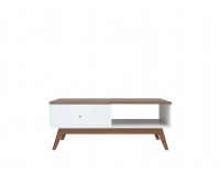 Konferenčný stolík Heda LAW1S - biela / smrekovec sibiu zlatý / biely lesk