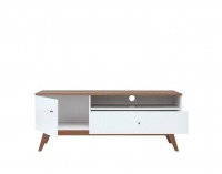 TV stolík Heda RTV1D1S - biela / smrekovec sibiu zlatý / biely lesk