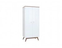 Šatníková skriňa Heda SZF2D - biela / smrekovec sibiu zlatý / biely lesk