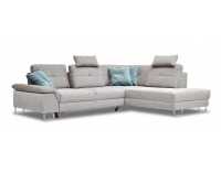 Rohová sedačka s rozkladom a úložným priestorom Joli P - svetlosivá / chróm