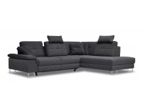 Rohová sedačka s rozkladom a úložným priestorom Joli P - tmavosivá / chróm