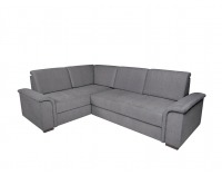 Rohová sedačka s rozkladom a úložným priestorom Kerman L - sivá / drevo (TX023)