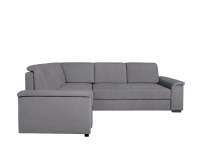 Rohová sedačka s rozkladom a úložným priestorom Kerman L - sivá / drevo (TX023)