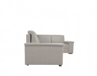 Rohová sedačka s rozkladom a úložným priestorom Kerman P - béžová / drevo (TX061)