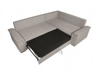 Rohová sedačka s rozkladom a úložným priestorom Kerman P - béžová / drevo (TX061)