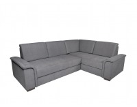 Rohová sedačka s rozkladom a úložným priestorom Kerman P - sivá / drevo (TX023)