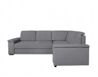 Rohová sedačka s rozkladom a úložným priestorom Kerman P - sivá / drevo (TX023)