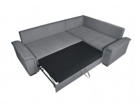 Rohová sedačka s rozkladom a úložným priestorom Kerman P - sivá / drevo (TX023)