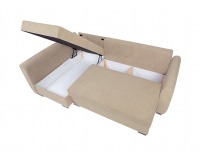 Rohová sedačka s rozkladom a úložným priestorom Leon Lux L/P - krémová