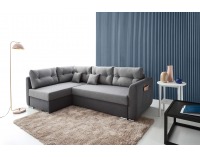 Rohová sedačka s rozkladom a úložným priestorom Leon Lux L/P - svetlosivá / tmavosivá