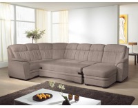 Rohová sedačka U s rozkladom a úložným priestorom Lima U L - hnedá