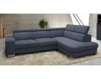 Rohová sedačka s rozkladom a úložným priestorom Mondo 2 P - modrá / chróm