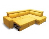 Rohová sedačka s rozkladom a úložným priestorom Mondo 2 P - modrá / chróm