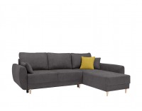 Rohová sedačka s rozkladom a úložným priestorom Oslo Lux L/P - tmavosivá / žltá