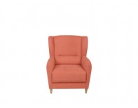 Kreslo (ušiak) Pasos - koralová / drevo (TX002)