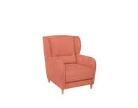 Kreslo (ušiak) Pasos - koralová / drevo (TX002)