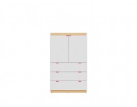 Komoda Princeton KOM2D3S - biely lesk / dub poľský / fuksia