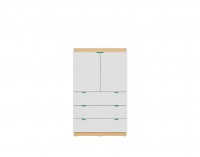 Komoda Princeton KOM2D3S - biely lesk / dub poľský / zelená