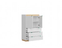 Komoda Princeton KOM2D3S - biely lesk / dub poľský / zelená