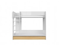 Poschodová posteľ s úložným priestorom Princeton LOZ1S/90P - biely lesk / dub poľský