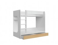 Poschodová posteľ s úložným priestorom Princeton LOZ1S/90P - biely lesk / dub poľský