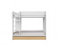 Poschodová posteľ s úložným priestorom Princeton LOZ1S/90P - biely lesk / dub poľský