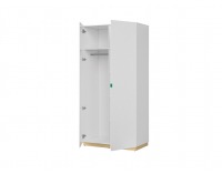 Šatníková skriňa Princeton SZF2D - biely lesk / dub poľský / zelená