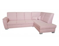 Rohová sedačka s rozkladom a úložným priestorom Romeo 3 P - ružová / strieborná matná