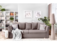 Pohovka s rozkladom a úložným priestorom Ronda Lux - hnedá / vzor / drevo (TX002)