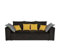 Pohovka s rozkladom a úložným priestorom Royal IV Mega Lux - čierna / žltá / vzor