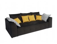 Pohovka s rozkladom a úložným priestorom Royal IV Mega Lux - čierna / žltá / vzor