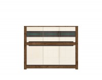 Vitrína Ruso KOM3W3D - dub april / perleťový lesk