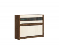 Vitrína Ruso KOM3W3D - dub april / perleťový lesk