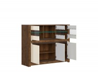 Vitrína Ruso KOM3W3D - dub april / perleťový lesk