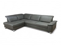 Rohová sedačka s rozkladom a úložným priestorom Salerno L - tmavosivá / chróm