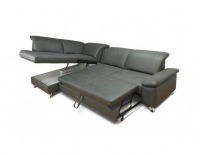 Rohová sedačka s rozkladom a úložným priestorom Salerno L - tmavosivá / chróm
