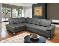 Rohová sedačka s rozkladom a úložným priestorom Salerno L - tmavosivá / chróm
