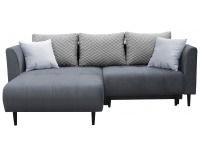 Rohová sedačka s rozkladom a úložným priestorom Uno L - tmavosivá / vzor / svetlosivá / čierna