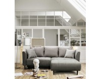 Rohová sedačka s rozkladom a úložným priestorom Uno P - hnedá / vzor / svetlohnedá / čierna