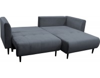 Rohová sedačka s rozkladom a úložným priestorom Uno P - tmavosivá / vzor / svetlosivá / čierna