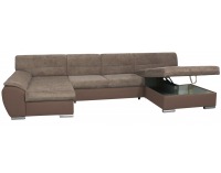 Rohová sedačka U s rozkladom Veratti U L - tmavosivá / satyna