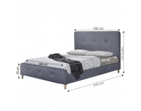 Čalúnená manželská posteľ s roštom Colon New 160 - tmavosivá / prírodná