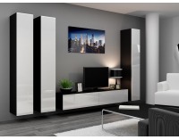 Obývacia stena Vigo 1 - čierny mat / biely lesk