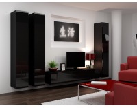 Obývacia stena Vigo 1 - čierny mat / čierny lesk