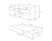Detská posteľ s matracom a úložným priestorom Cami 80x160 cm - biela