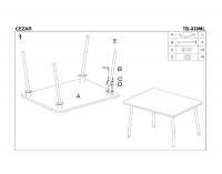 Jedálenský stôl Cezar - MDF biely vysoký lesk / chróm