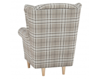 Kreslo (ušiak) Charlot - buk / hnedá károvaná