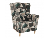 Kreslo (ušiak) Charlot - hnedozelený vzor